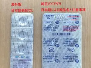 海外製の偽造品バイアグラには日本語による説明書などが無い。